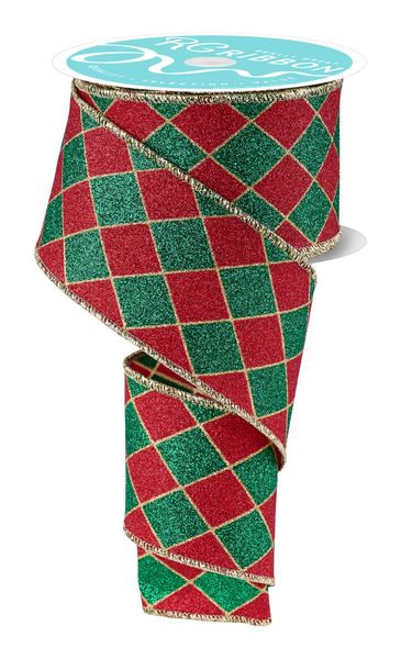 2.5" x 10yd Glitter Harlequin - RGH14224W