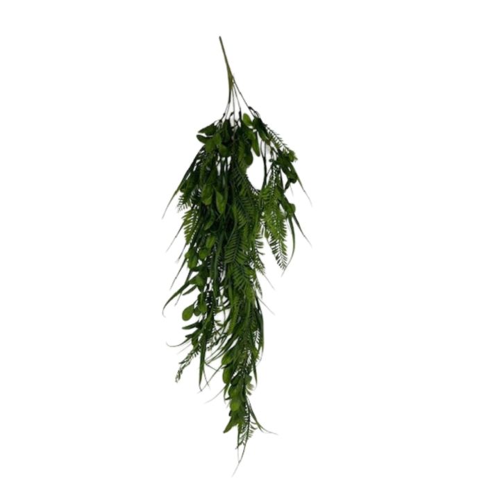X5 Hanging Grass Button Leaves Mix Plastic Florals - Brown/Green