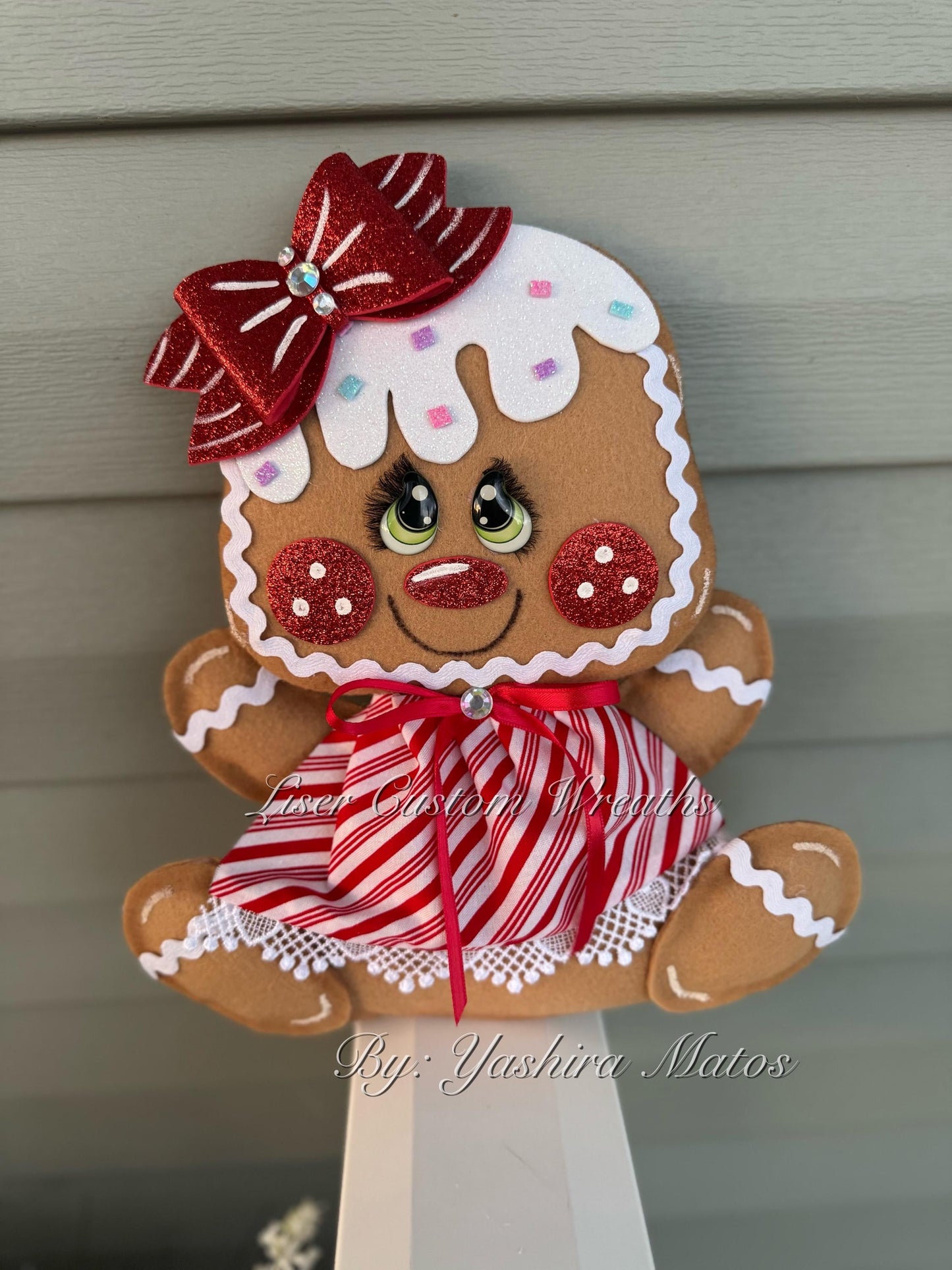 MADE TO ORDER**, Gingerbread female attachment for wreath, Candy Cane attachment, Gingerbread Attachment, Wreath Attachment, Christmas