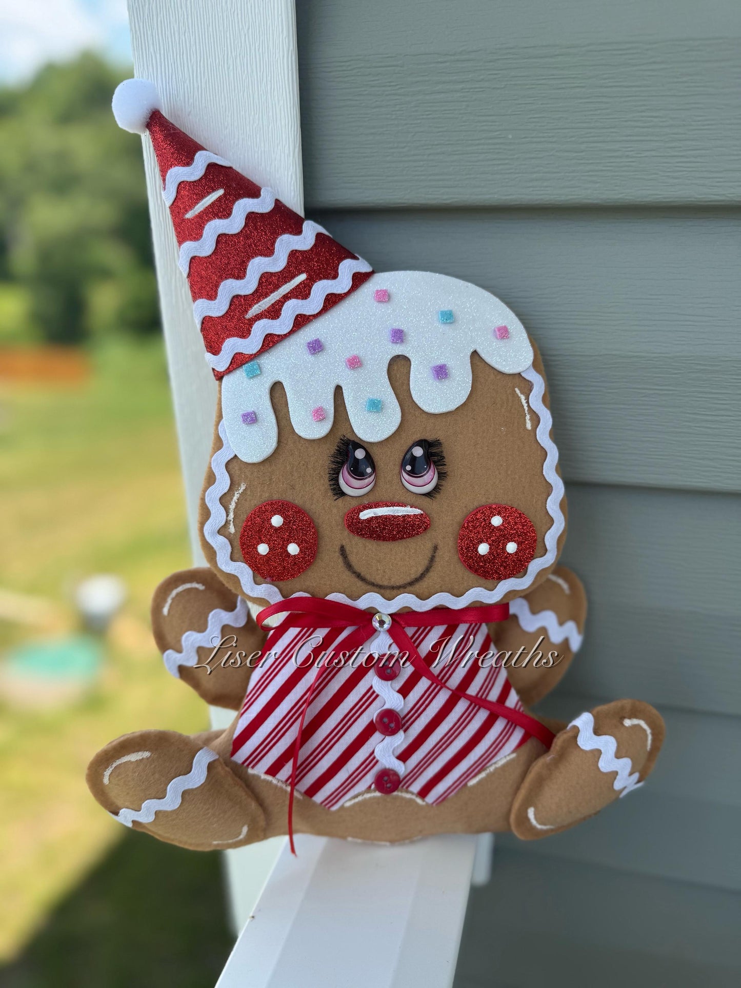 MADE TO ORDER**, Gingerbread female attachment for wreath, Candy Cane attachment, Gingerbread Attachment, Wreath Attachment, Christmas