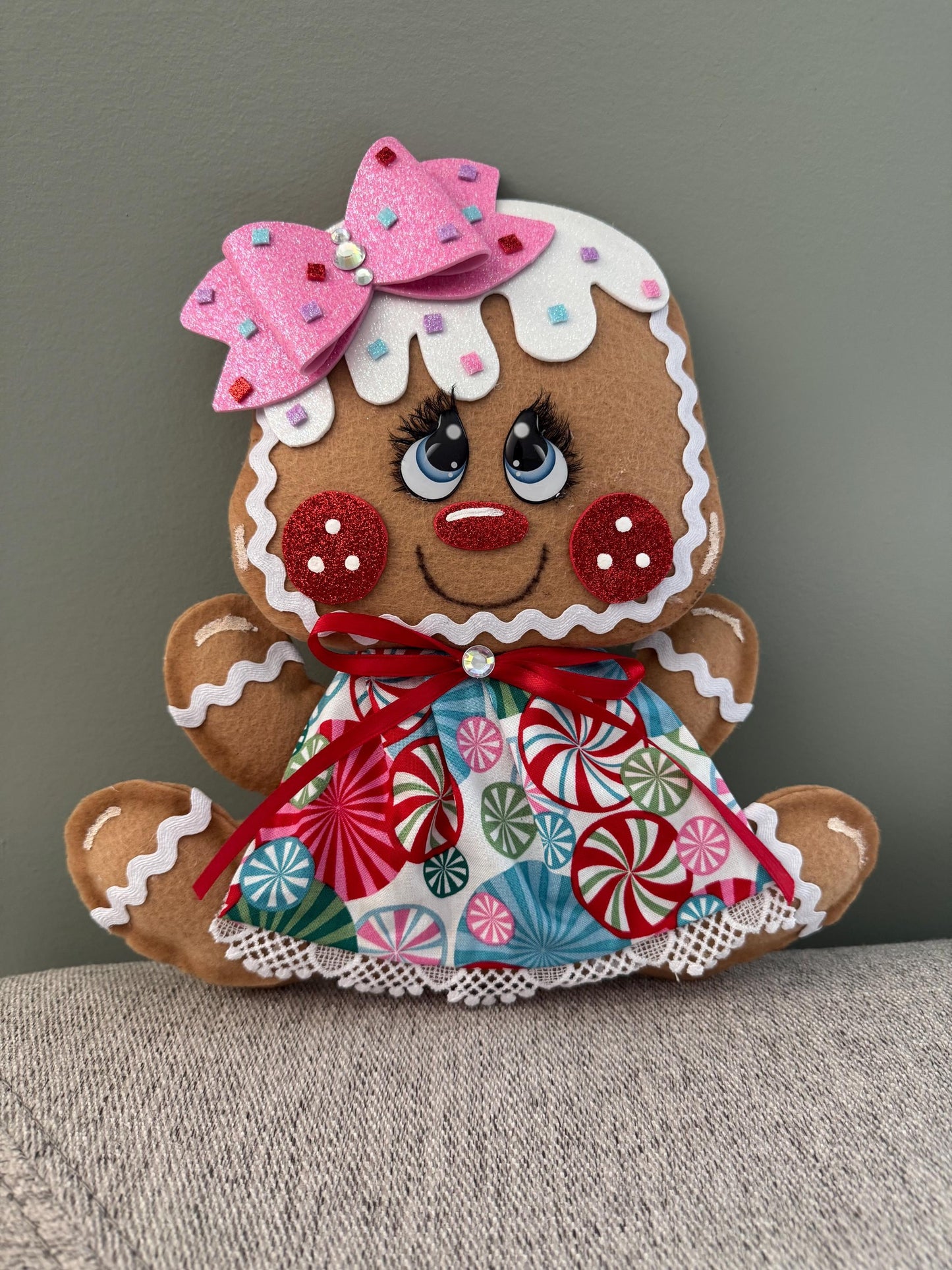 MADE TO ORDER**, Gingerbread female attachment for wreath, Candy Cane attachment, Gingerbread Attachment, Wreath Attachment, Christmas