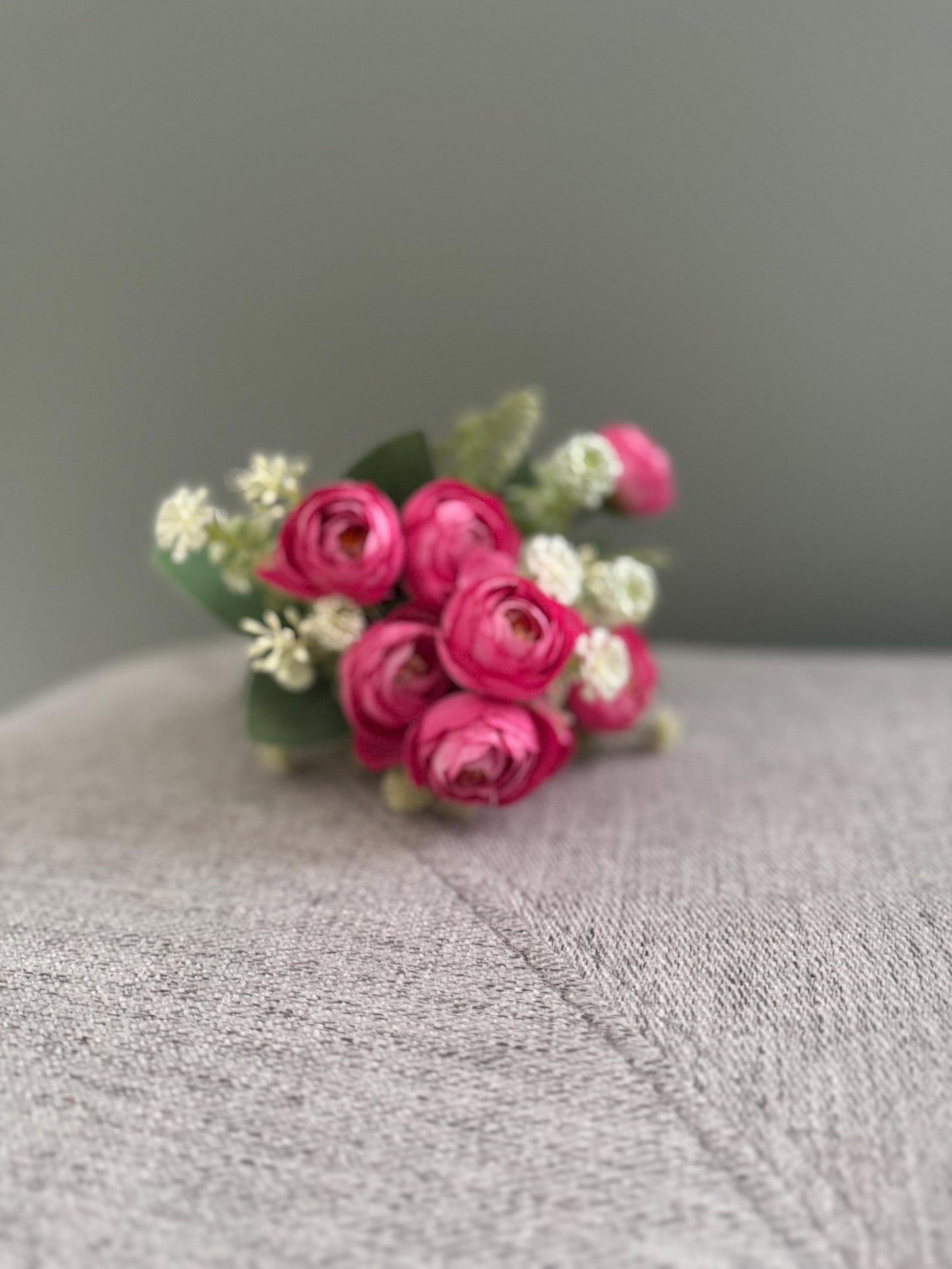Artificial Pink Ranunculus Bouquet with Cream Accents