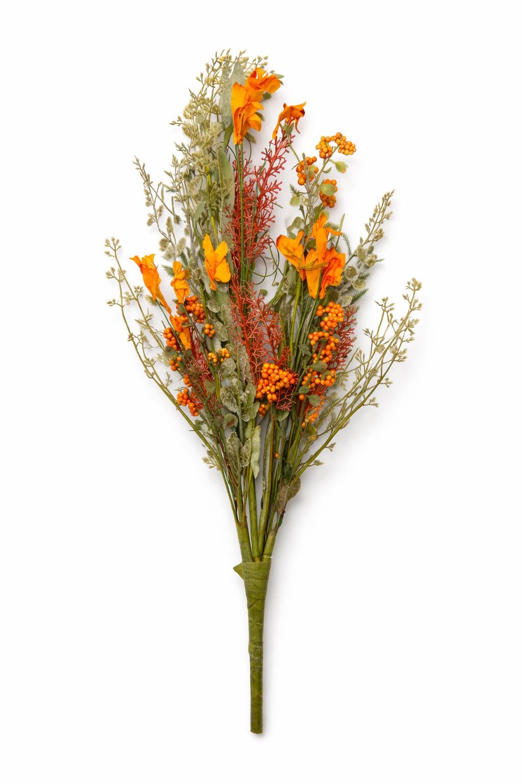 Artificial Orange Floral & Berry Bundle – Faux Fall Floral Pick - B590-PER