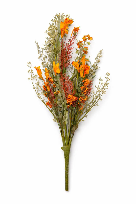 Artificial Orange Floral & Berry Bundle – Faux Fall Floral Pick - B590-PER