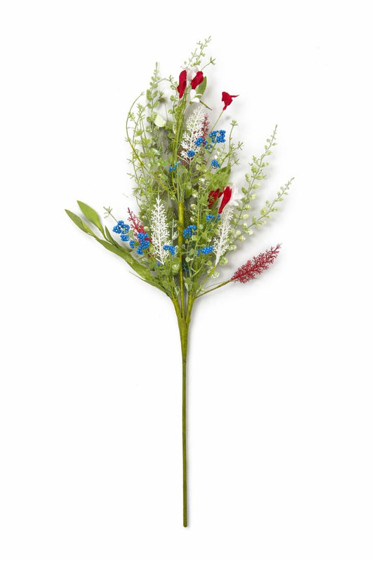 Patriotic Floral Pick | Red White Blue Wreath Spray - B590-RWB