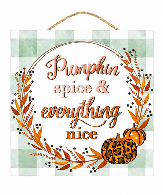 10"Sq Pumpkin Spice Glitter Sign - AP8895