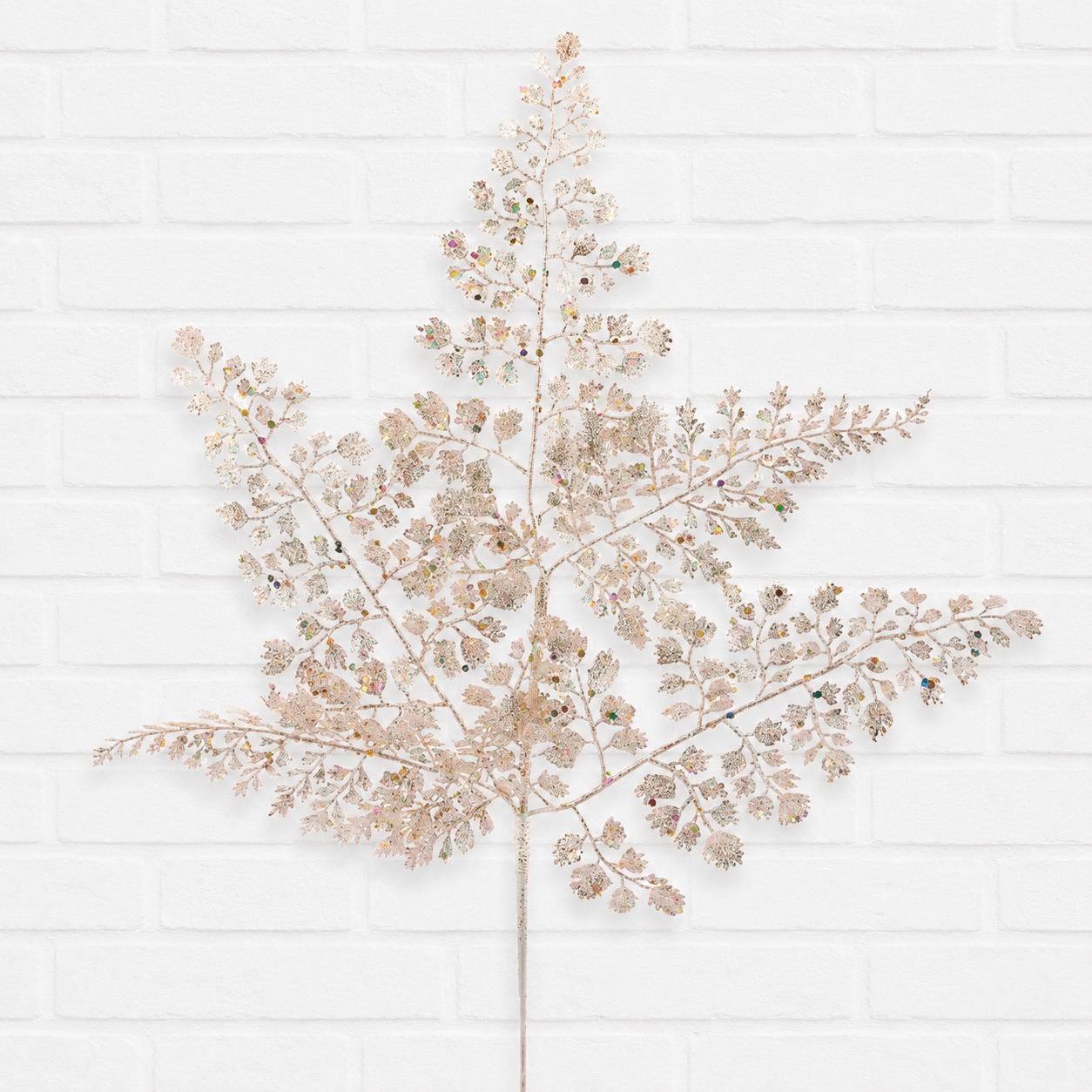 18” Glitter Maidenhair Spray,Champagne Glitter Fern Spray - XS756949