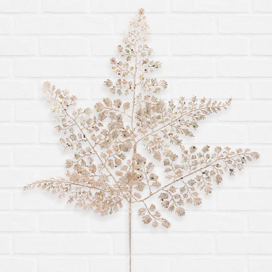 18” Glitter Maidenhair Spray,Champagne Glitter Fern Spray - XS756949